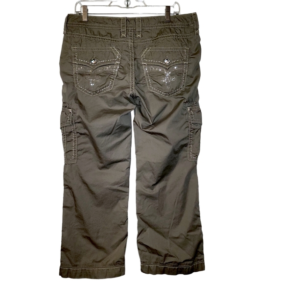 Y2K Rock Revival Cropped Cargo Pants | Taupe | Size 31 - Picture 3 of 11